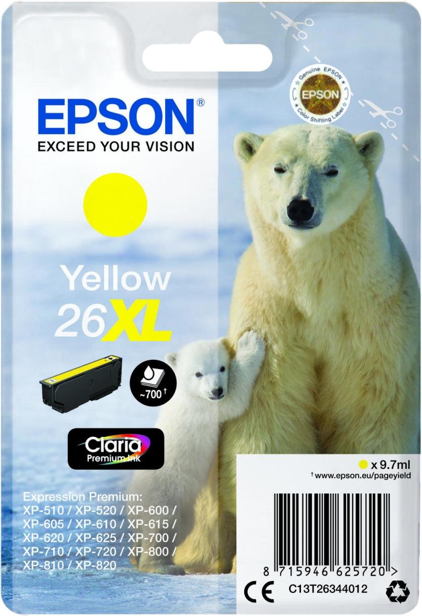 Epson Original 26XL Eisbär Druckerpatrone gelb 700 Seiten 9,7ml (C13T26344012)