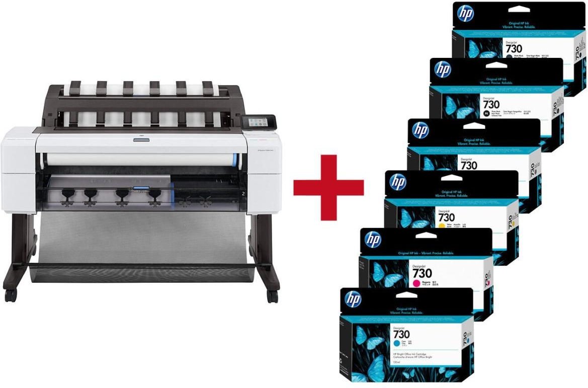 HP DesignJet T1600dr Großformatdrucker Plotter inkusive zusätzlichem HP Tintenset 730