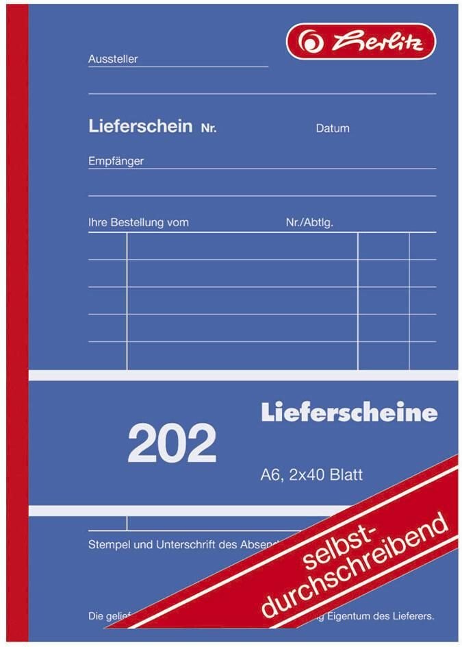 Thumbnail - herlitz Formularbuch Lieferschein mit Empfangsschein DIN A6 2x 40 Seiten