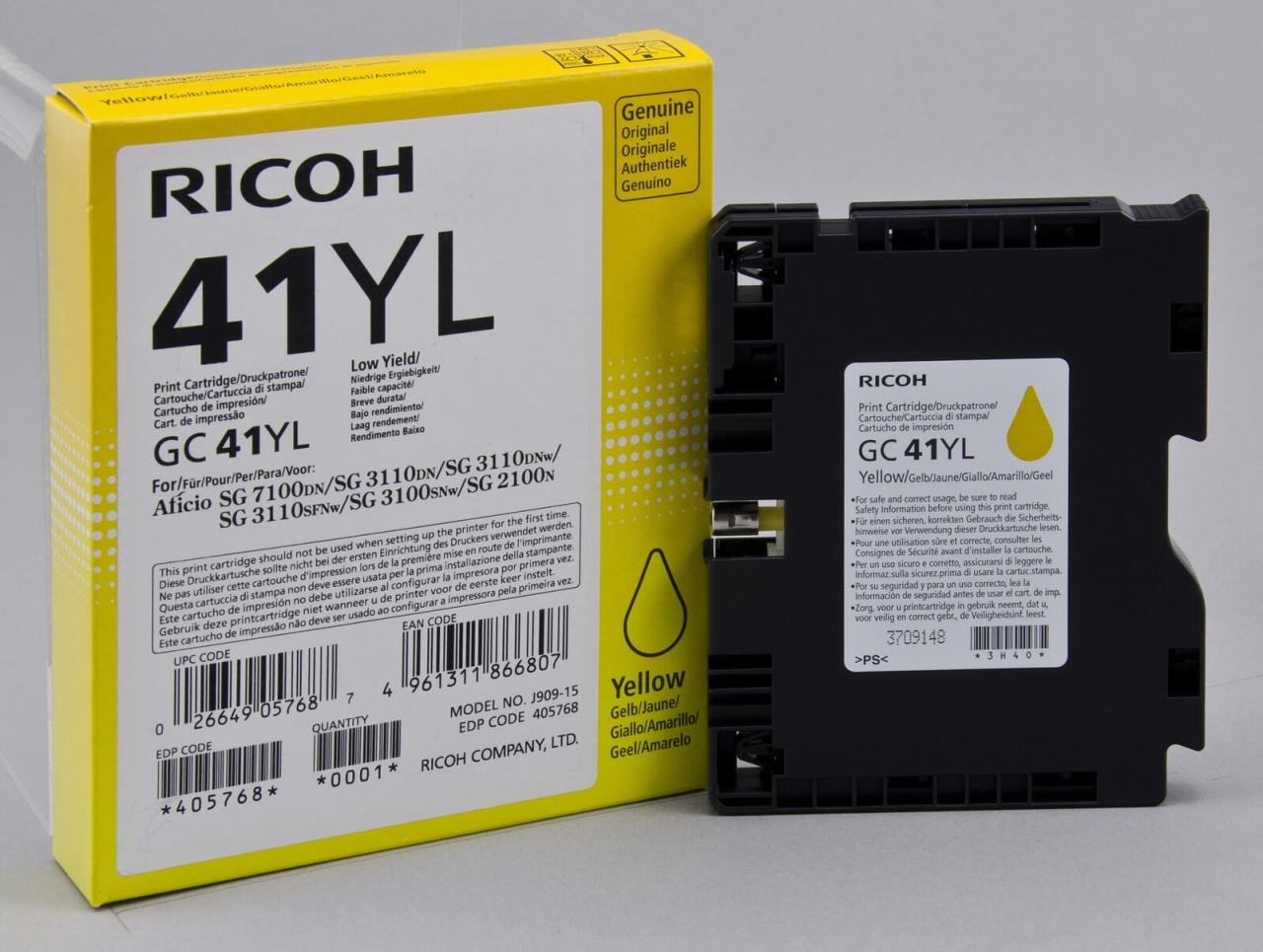 Ricoh Original Druckerpatrone Gel-Tinte GC 41YL gelb