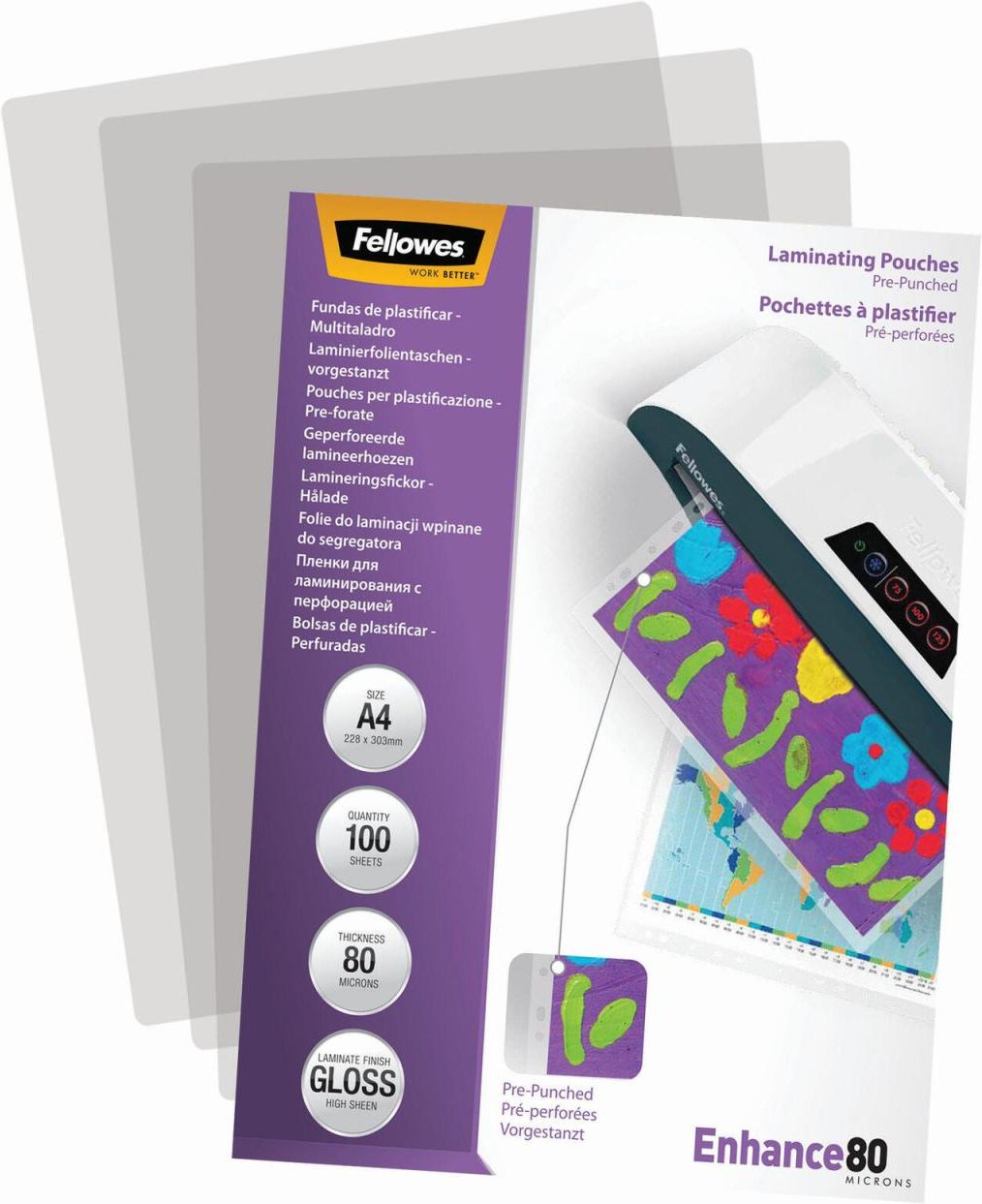 Fellowes Laminierfolien glänzend 80 mikron A4