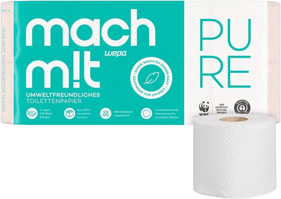Thumbnail - wepa Toilettenpapier "mach mit" 3-lagig - 8 Rollen
