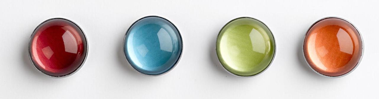 Zeller Magnete Ø 2,5 x 1,5 je 1x rot, orange, grün, blau