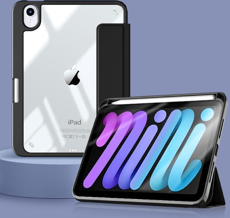 eSTUFF BOSTON Flip-Hülle für das Apple iPad Mini der 6. & 7. Generation 8,3" - Black/Clear