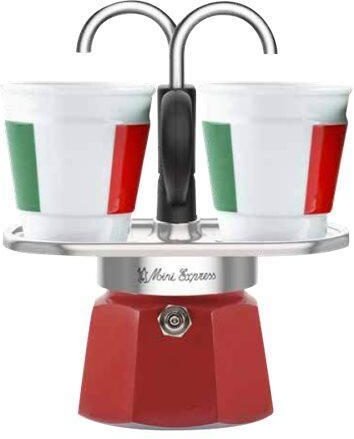 0 Bialetti Mini Express - Espressokocher-Set - rot + 2 Becher in Italia-Design