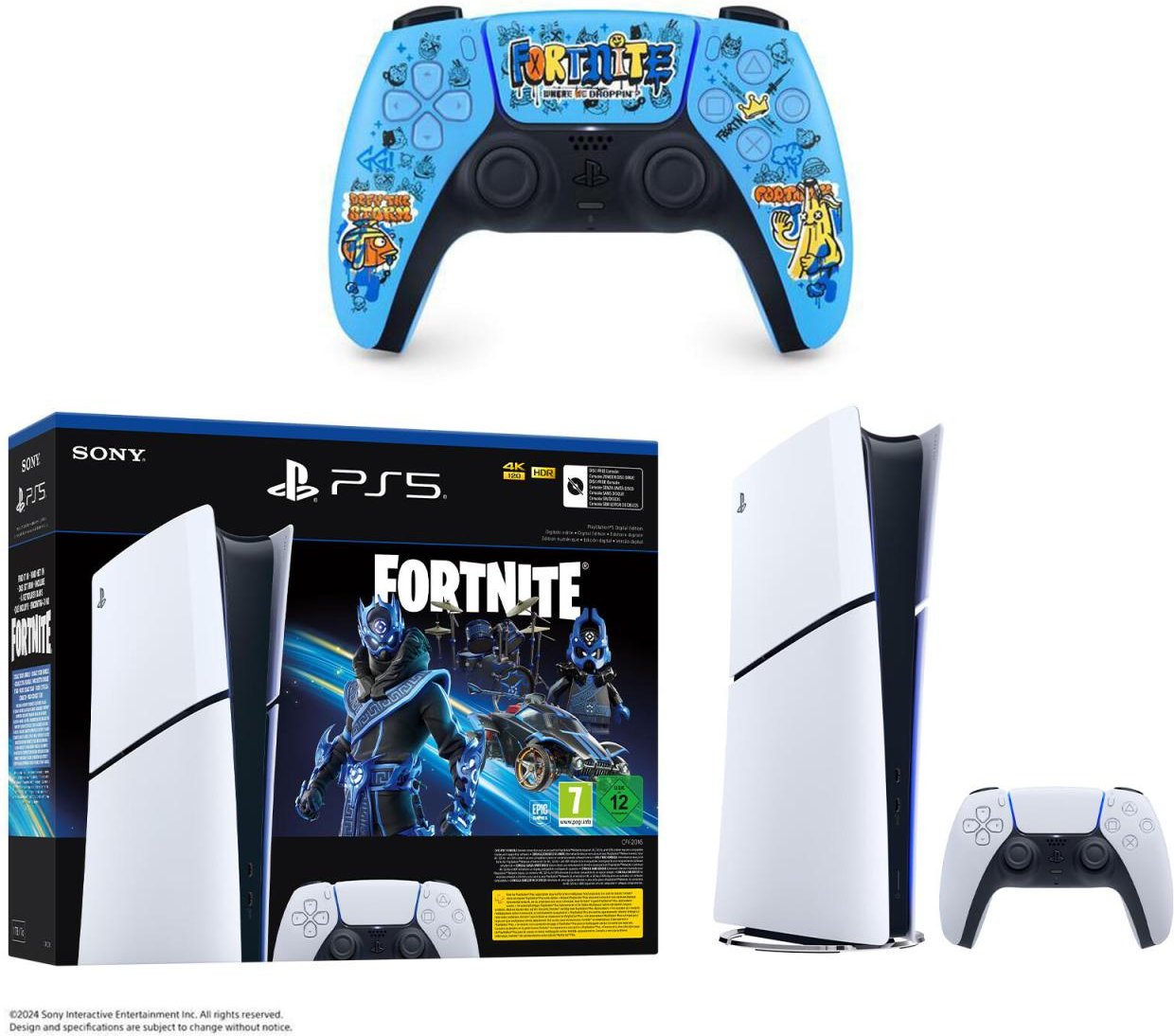 Sony Playstation 5 Slim Digital-Edition Fortnite Cobalt Star Bundle + Sony Playstation 5 DualSense Wireless-Controller F