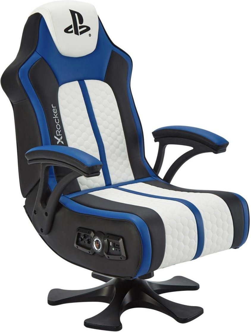 X Rocker Sony Playstation® Legend 2.1 Gaming-Sessel mit Stereo-Lautsprechersystem und Vibrationsmotor - blau/schwarz/wei
