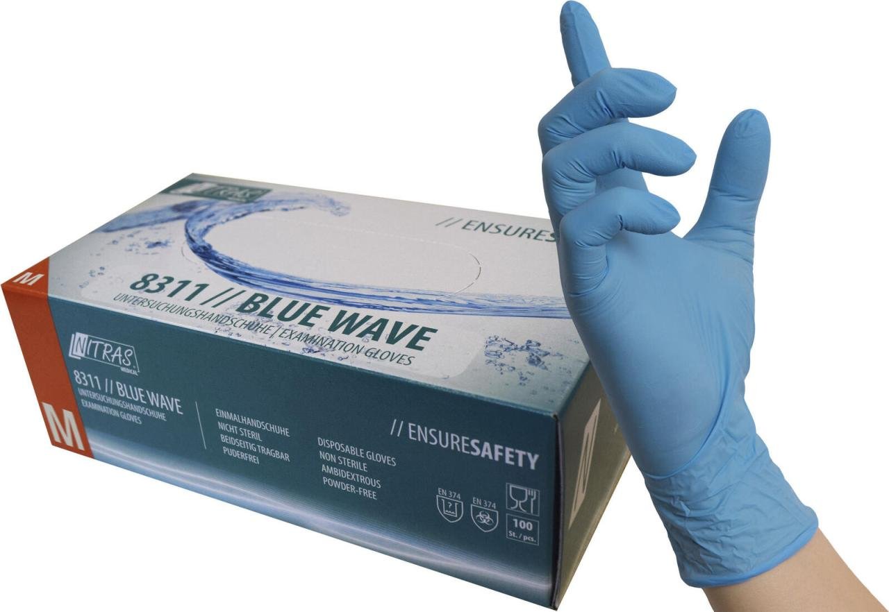 NITRAS® Einmalhandschuhe BLUE WAVE M blau