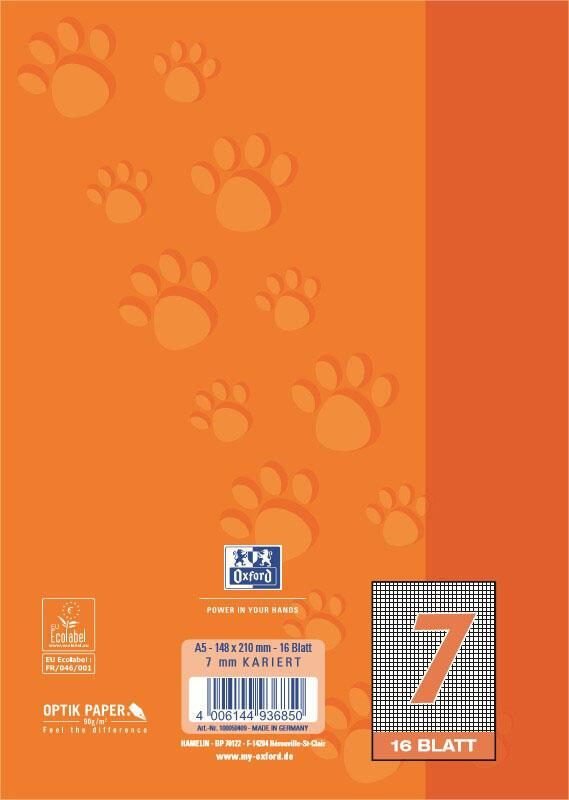 OXFORD Schulheft kariert DIN A5 16 Blätter