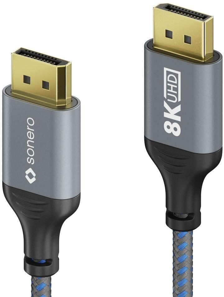 Thumbnail - Sonero DisplayPort auf DisplayPort Kabel - 8K60 - grau/blau - 3,00m