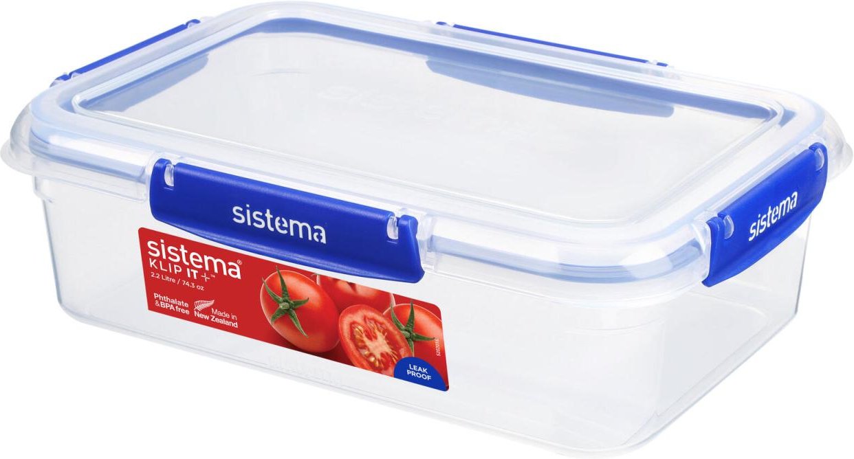 sistema® Frischhaltedose KLIP-IT + 7.9 cm hoch 2,2 l transparent, blau