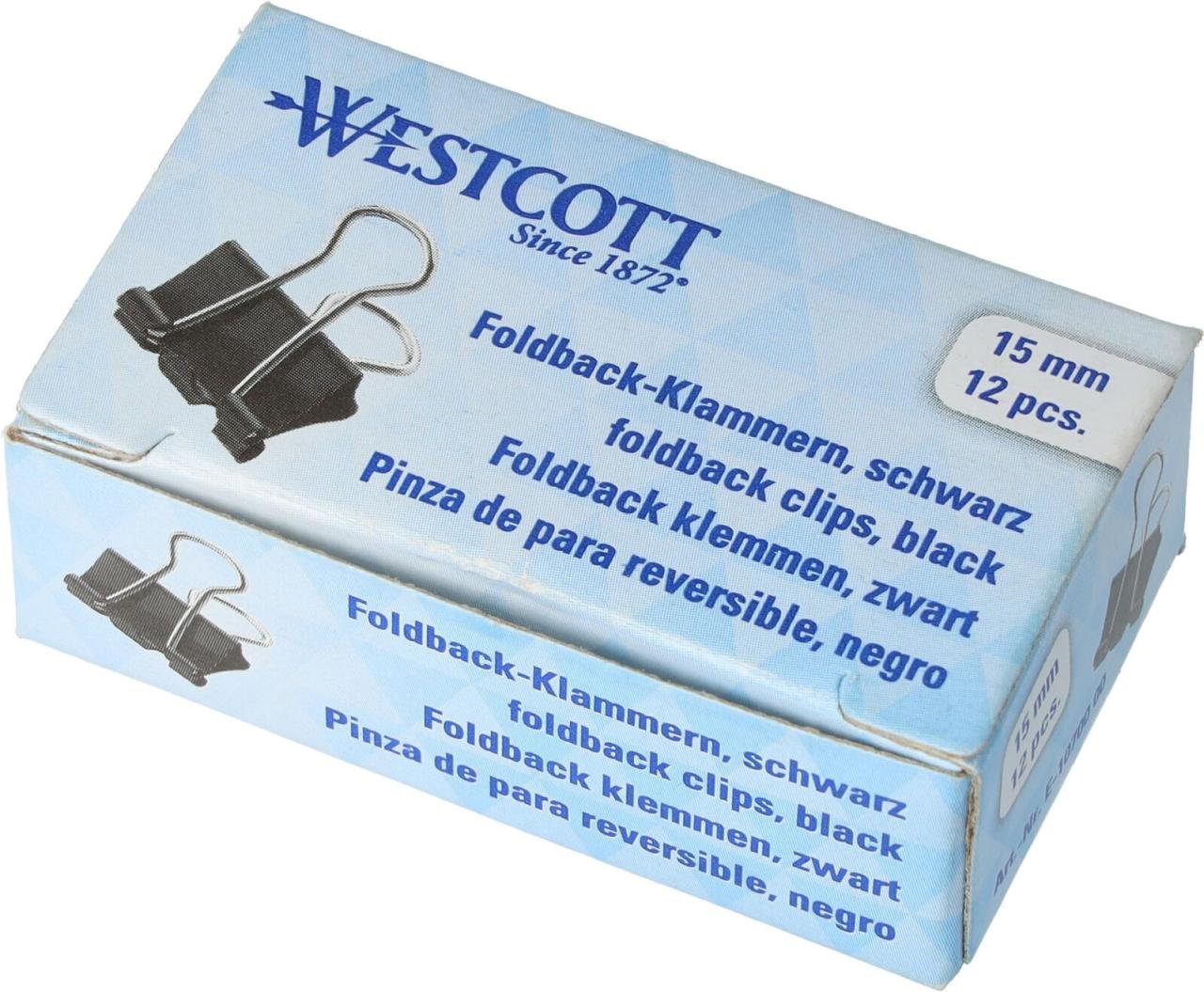 WESTCOTT Foldbackklammern schwarz 1.5 cm