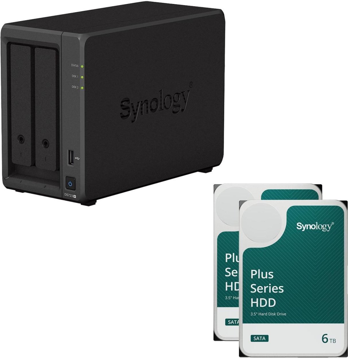 Synology DiskStation DS723+ 2 Einschübe NAS-Server Leergehäuse (DS723+) + 12 TB Synology Plus (2x 6TB)