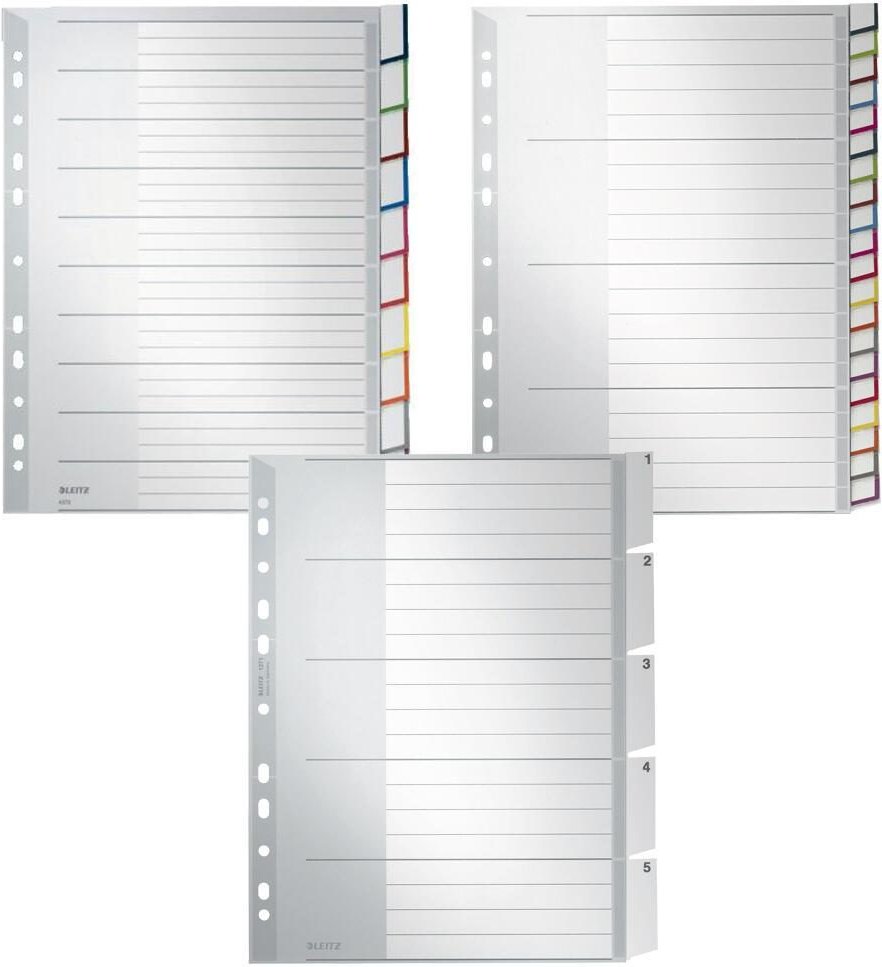LEITZ Ordnerregister Vollformat, Überbreite blanko DIN A4