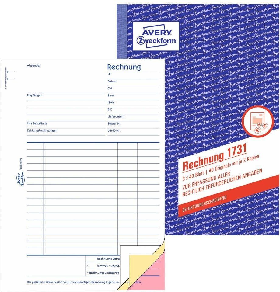 Thumbnail - AVERY Zweckform Rechnung Formularbuch 1731