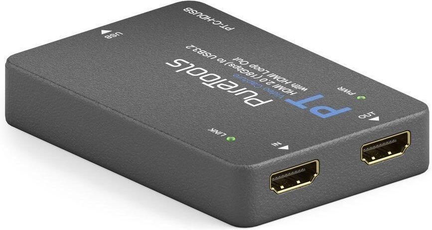 PureTools - HDMI2.0 Video Capture - 4K 60Hz HDMI to USB3.2 Conversion Tool, HDMI 2.0 (18Gbps) to USB 3 (5Gbps) mit HDMI
