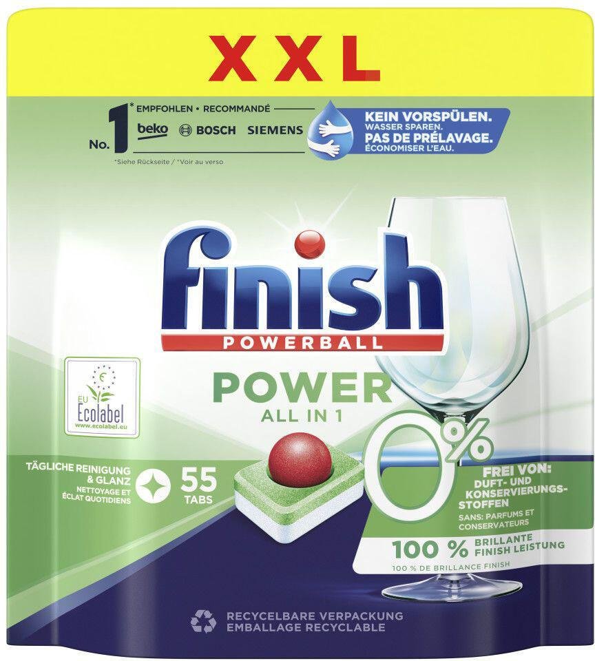 Calgonit finish Spülmaschinentabs POWERBALL POWER ALL IN 1 0% 55 St.