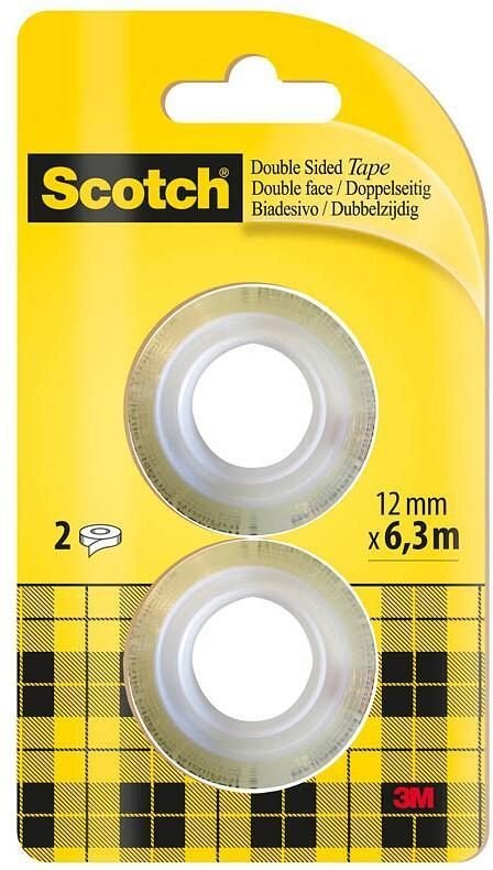 Thumbnail - Scotch doppelseitiges Klebeband 12 mm x 6.3 m milchig/transparent