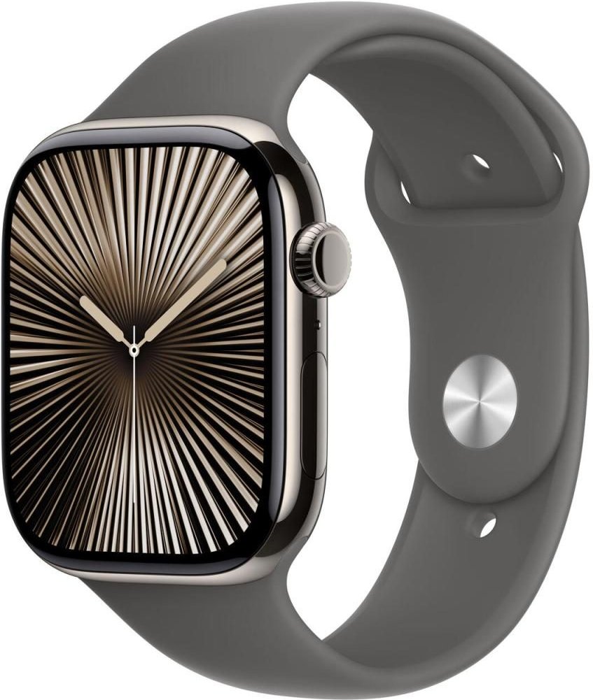 Apple Watch Series 10 Titan Natur (GPS + Cellular) 46mm (Sportarmband steingrau) S/M
