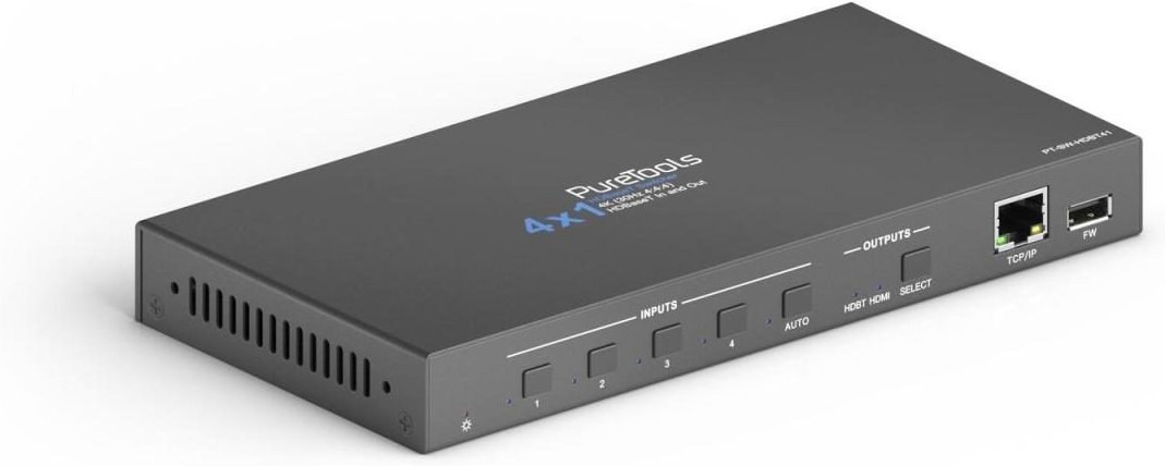 PureTools - HDBaseT Switcher 4x1 mit HDMI Ausgang, 4K (60Hz 4:2:0)
