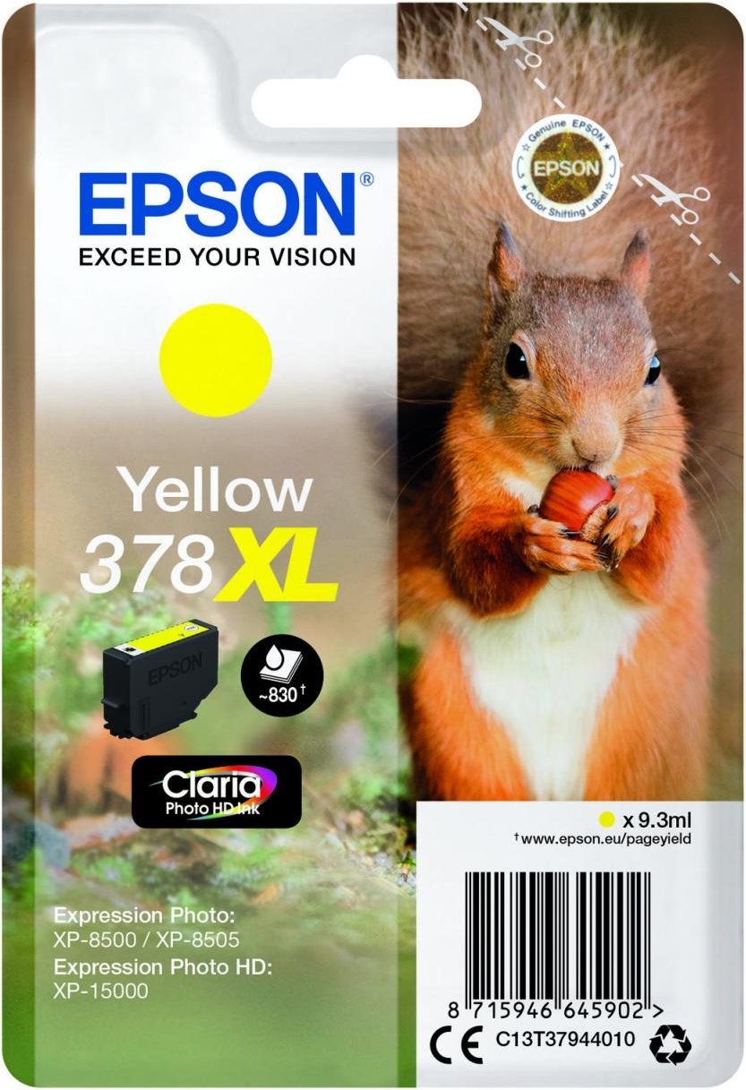 Epson Original 378XL Eichhörnchen Druckerpatrone gelb 830 Seiten 9,3ml (C13T37944010)
