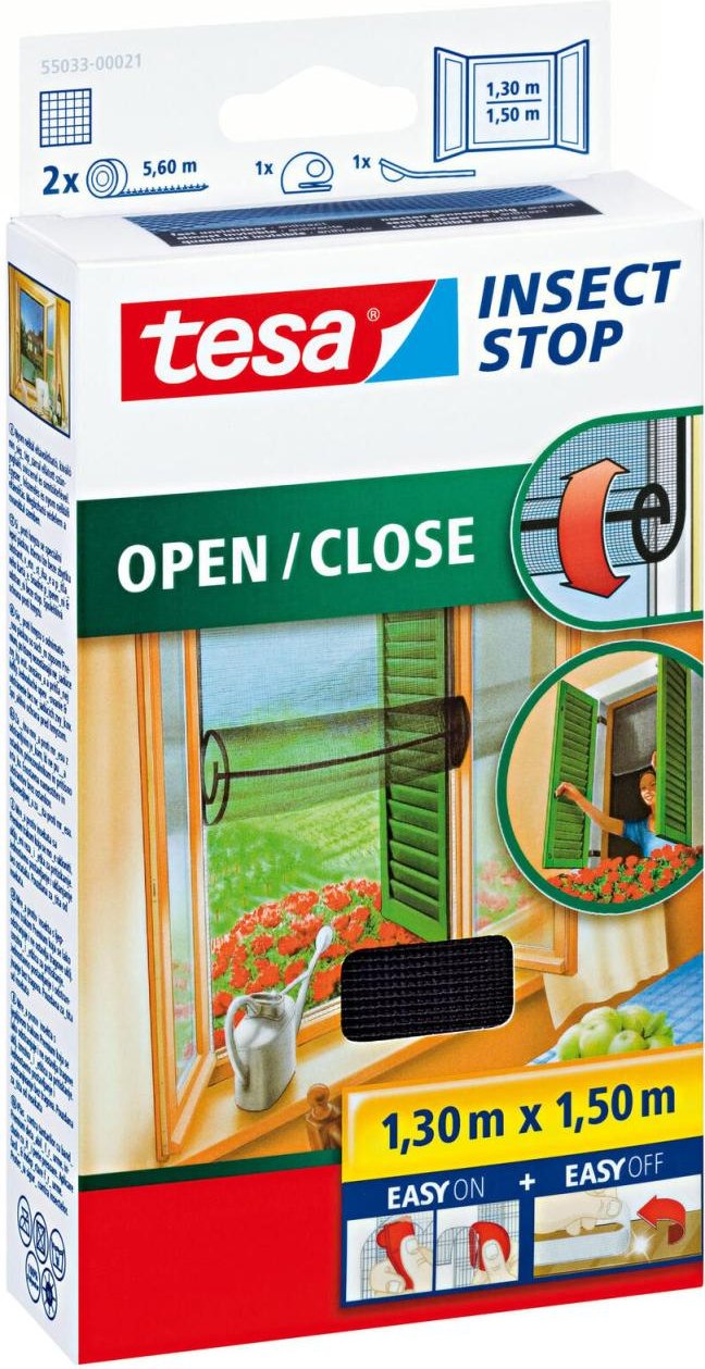tesa Fliegengitter INSECT STOP OPEN/CLOSE anthrazit 1,3 x 1,5 m