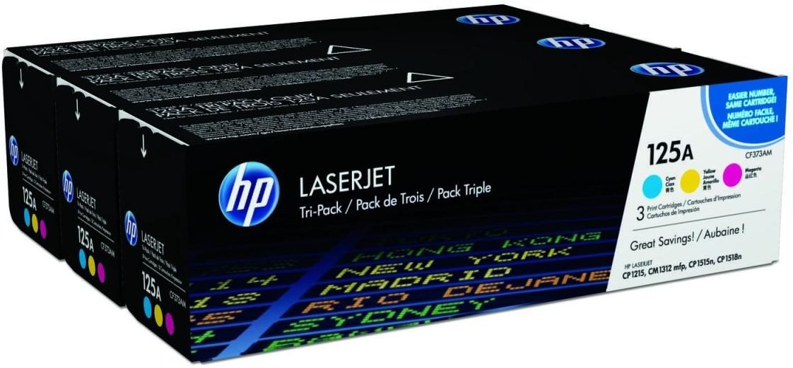 HP Original 125A Toner Tri-Pack cyan, magenta, gelb 1.400 Seiten (CF373AM)