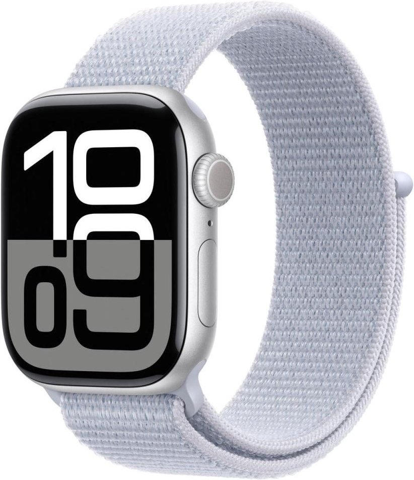 Apple Watch Series 10 Aluminiumgehäuse GPS 42mm Silber (Sport Loop blaue Wolke)