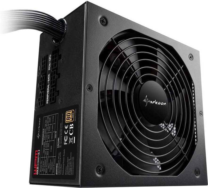 Sharkoon Netzteil WPM Gold ZERO 550W Zero RPM Semi-Modular 80 PLUS Gold