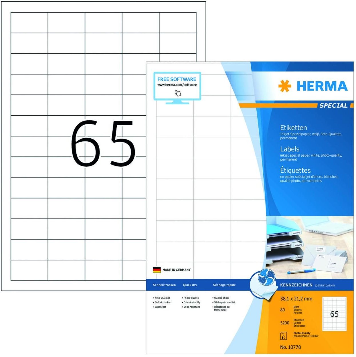 Thumbnail - HERMA Etiketten 10778 weiß 38,1 x 21,2 mm