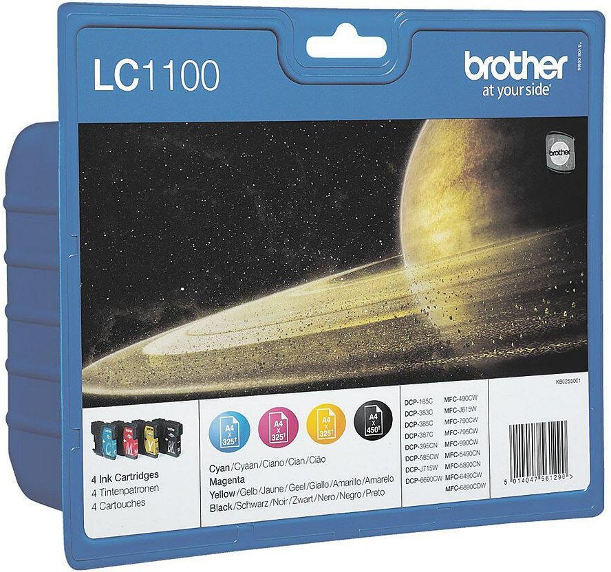 Brother Original LC-1100 Druckerpatronen 4er Multipack BK/C/M/Y (LC1100VALBPDR)