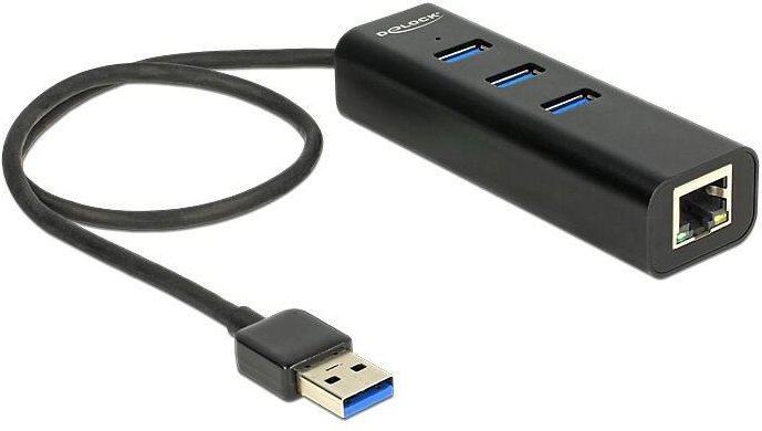 Thumbnail - DeLOCK Externer USB 3.0 Hub 3 Port + Gigabit LAN