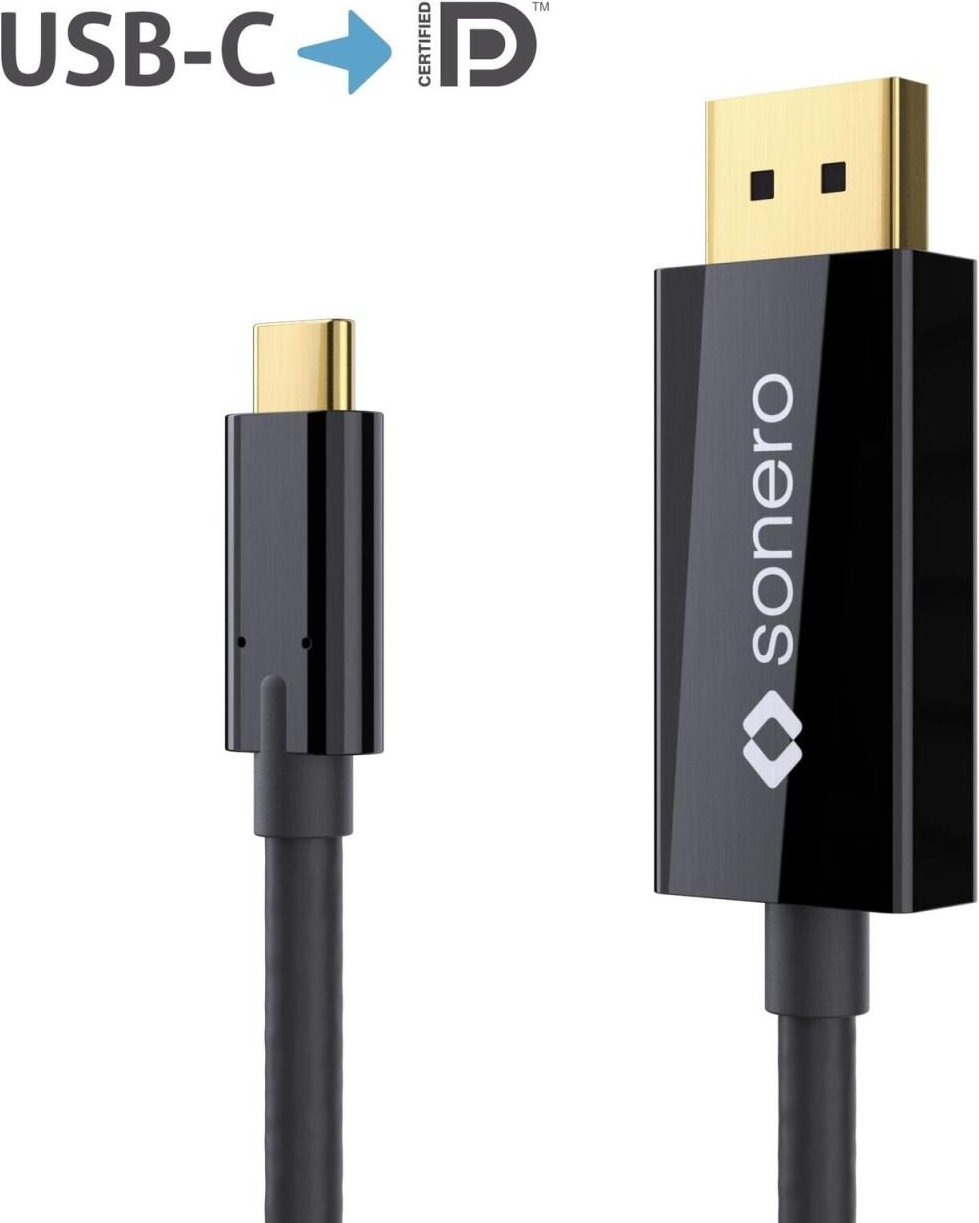 Sonero USB-C auf DP Kabel - 2,00m - schwarz