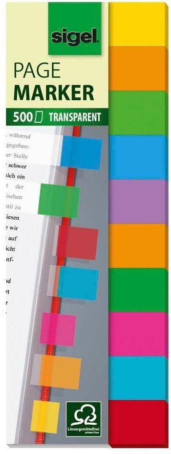 sigel Multicolor transparent Haftmarker farbsortiert - 10x 50 Streifen