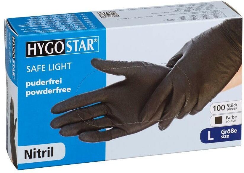 HYGOSTAR unisex Nitrilhandschuhe Safe Light schwarz Größe L - 100 Stück