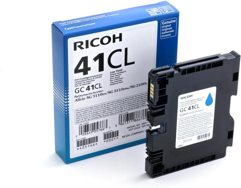 Ricoh Original Type GC 41CL Druckerpatrone cyan 600 Seiten (405766) für 2100N, 3110DN/DNw/SFNw, 3100SNw, 3120B SFNw