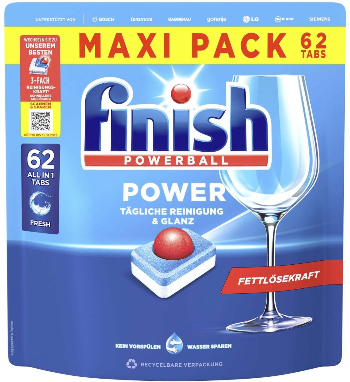 Calgonit finish Spülmaschinentabs POWERBALL POWER 62 St.