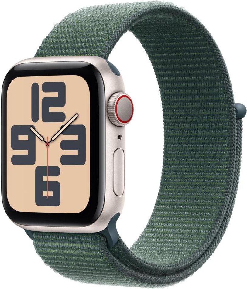 Apple Watch SE (GPS + Cellular) 40mm Aluminiumgehäuse polarstern, Sport Loop Armband seegrün