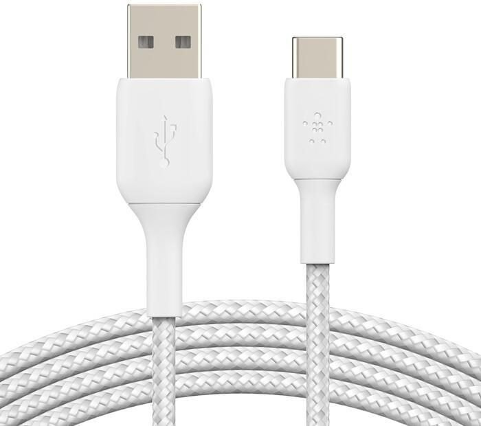 0 Belkin BoostCharge geflochtenes 2 m USB-C/USB-A Kabel, weiß