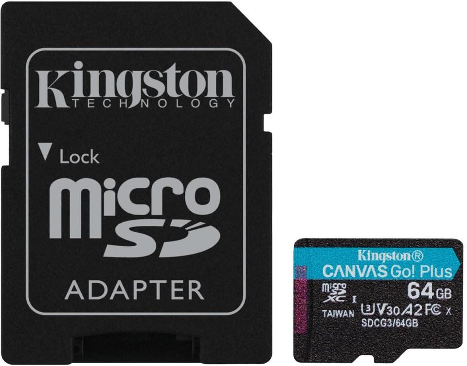 Kingston Technology 64GB microSDXC Canvas Go Plus 170R A2 U3 V30 Speicherkarte + Adapter Speicherkarte 64 GB