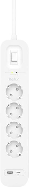 Thumbnail - Belkin Connect Überspannungsschutz mit vier Steckdosen, USB-C und USB-A Anschluss