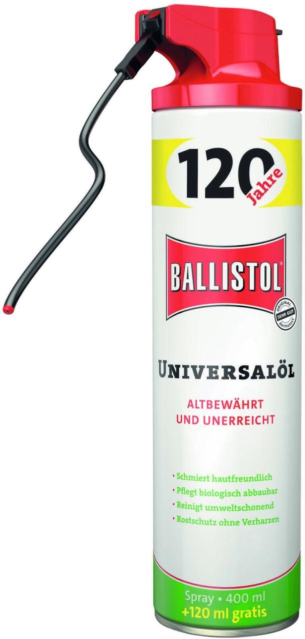 BALLISTOL Schmiermittel Universalöl Jubiläumsdose + gratis VarioFlex Sprühkopf 400,0 +120,0 ml