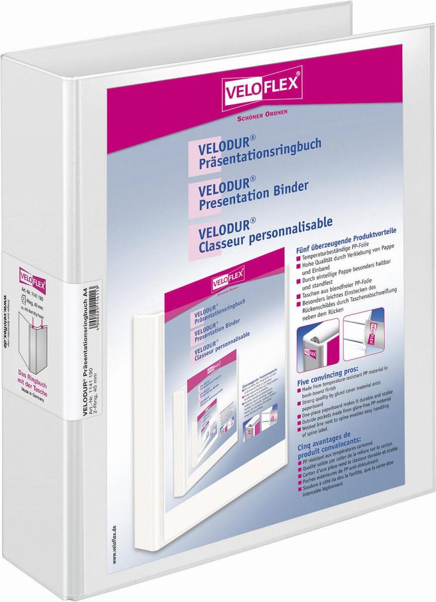 Thumbnail - VELOFLEX Präsentationsringbücher 2-Ringe DIN A4 6 cm weiß