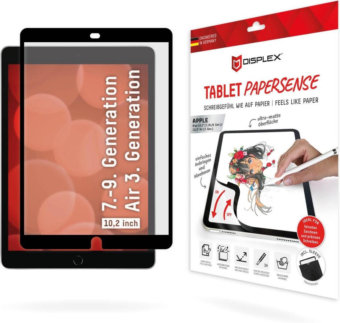 DISPLEX TABLET PAPERSENSE für iPad (7./8./9. Gen.)/Air (3. Gen.), wiederablösbare Schreibfolie und Zeichenfolie mit Pape