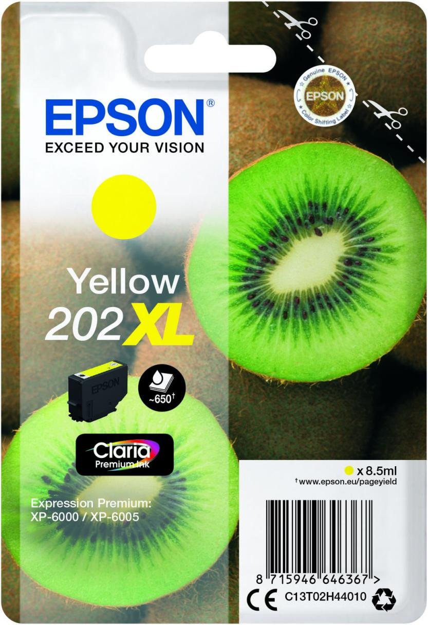 Epson Original 202XL Kiwi Druckerpatrone gelb 650 Seiten 8,5ml (C13T02H44010)