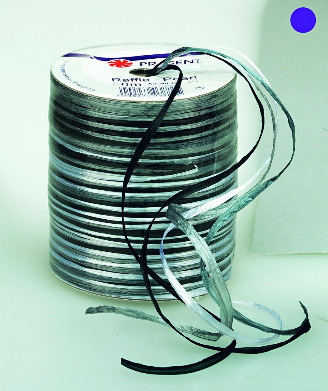 PRÄSENT Geschenkband Raffia-Pearl 3 mm x 50 m schwarz/grau/silber