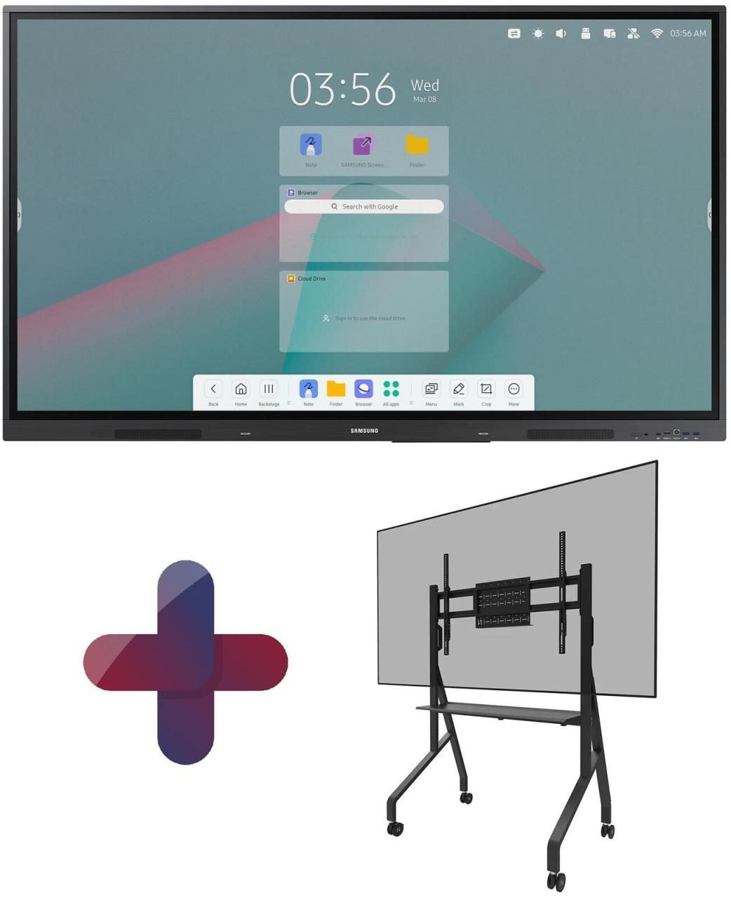 Samsung Flip WA65C Smart Signage Touch Display 164 cm 65 Zoll + Neomounts FL50-525BL1 MOVE GO Rollwagen