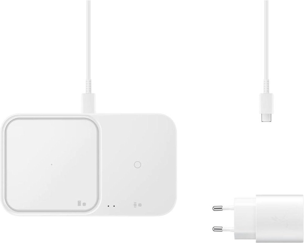 Samsung Wireless Charger Duo mit Schnellladeadapter EP-P5400T - Induktive Ladestation (White)
