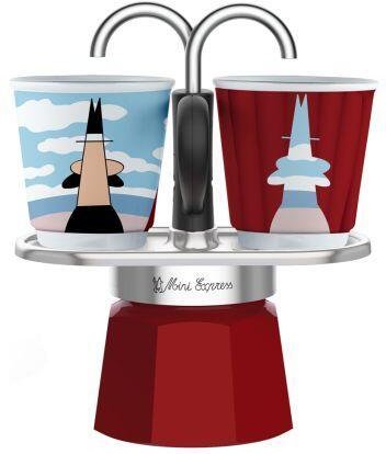 Bialetti Mini Express - Espressokocher-Set - rot + 2 Becher aus Arte Collection René Magritte