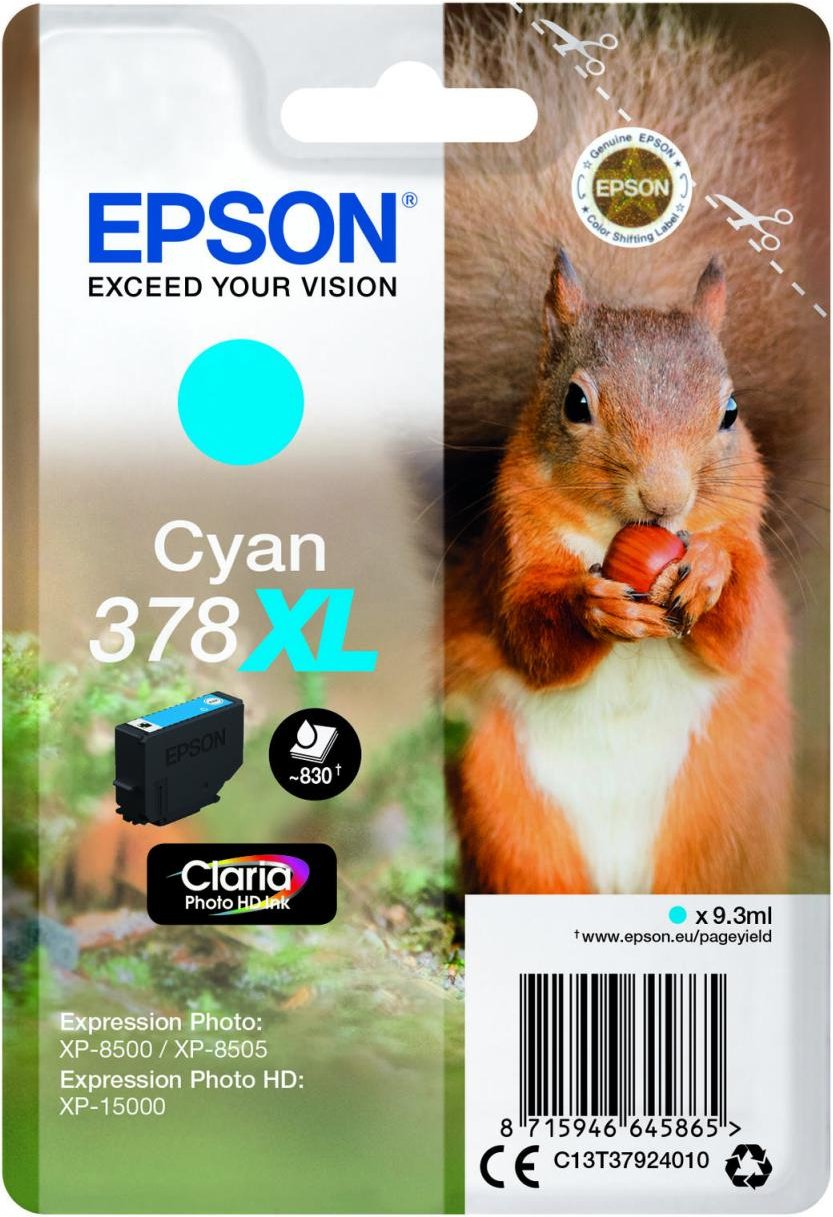 Thumbnail - Epson Original 378XL Eichhörnchen Druckerpatrone cyan 830 Seiten 9,3ml (C13T37924010)